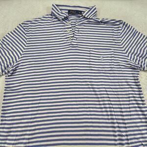 Polo Ralph Lauren Short Sleeve Collared Polo Shirt Mens Size Medium M Blue White